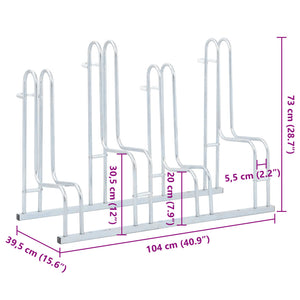 Supporto per 4 Bici da Pavimento Autoportante Acciaio Zincato