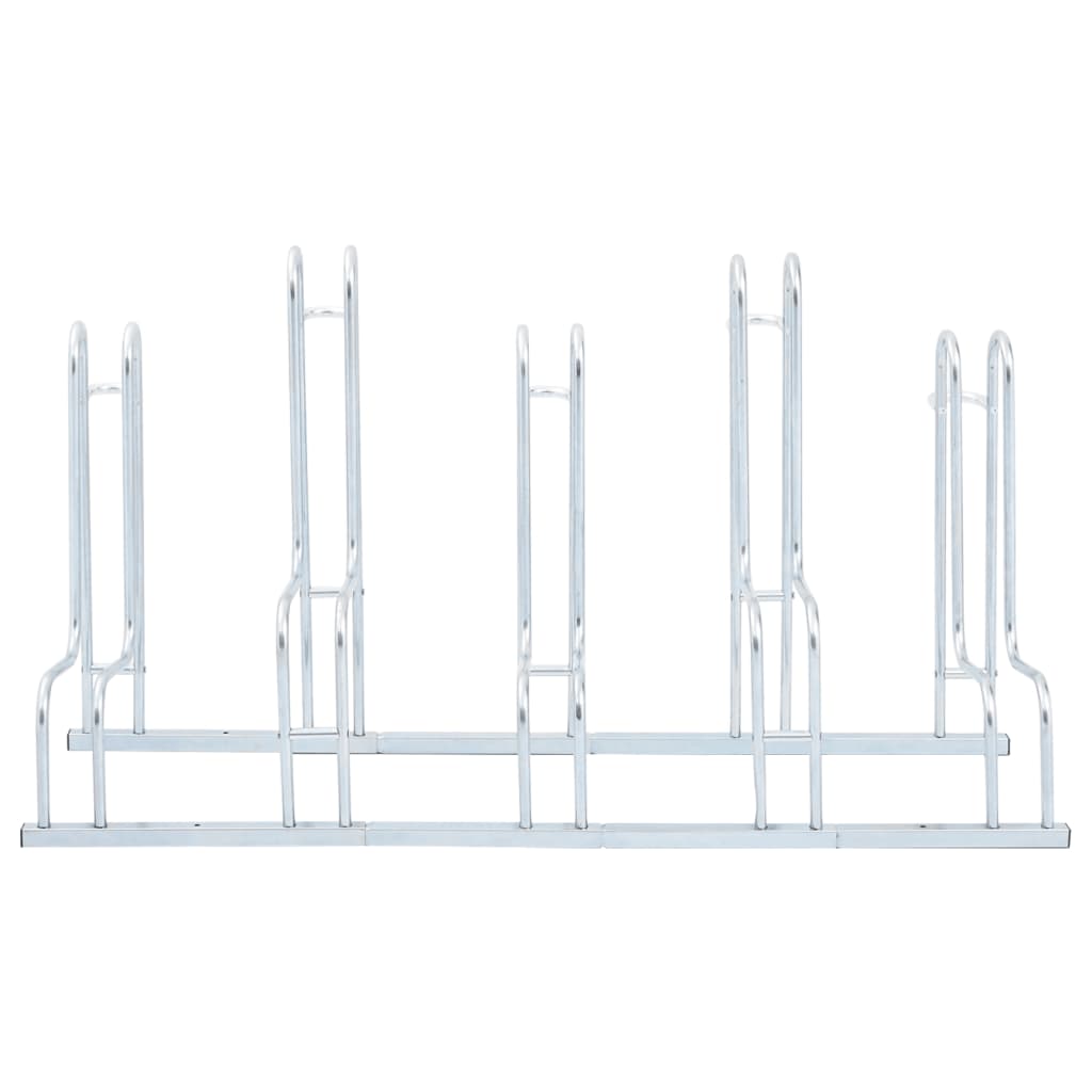 Supporto per 5 Bici da Pavimento Autoportante Acciaio Zincato