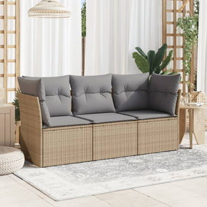 Set Divano da Giardino 3 pz con Cuscini-Sofa da Giardino-Divanetto da esterno Beige in Polyrattan 346991