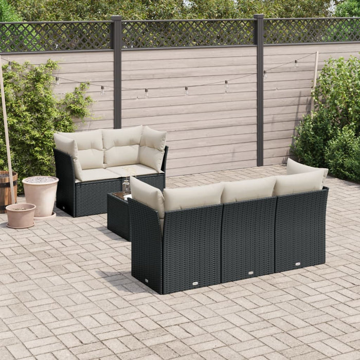Set Divano da Giardino 6 pz con Cuscini Nero in Polyrattan 3249085