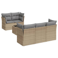 Set Divano da Giardino 6 pz con Cuscini Beige in Polyrattan