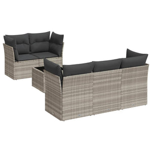 Set Divano da Giardino 6pz con Cuscini Grigio Chiaro Polyrattan 3249091