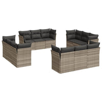 Set Divano Giardino 12 pz con Cuscini Grigio Chiaro Polyrattan