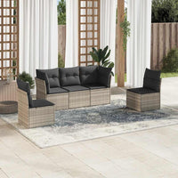 Set Divano da Giardino 5pz con Cuscini-Sofa da Giardino-Divanetto da esterno Grigio Chiaro Polyrattan 755749