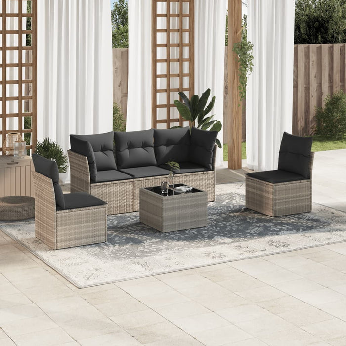 Set Divano da Giardino 6pz con Cuscini Grigio Chiaro Polyrattan 3249201