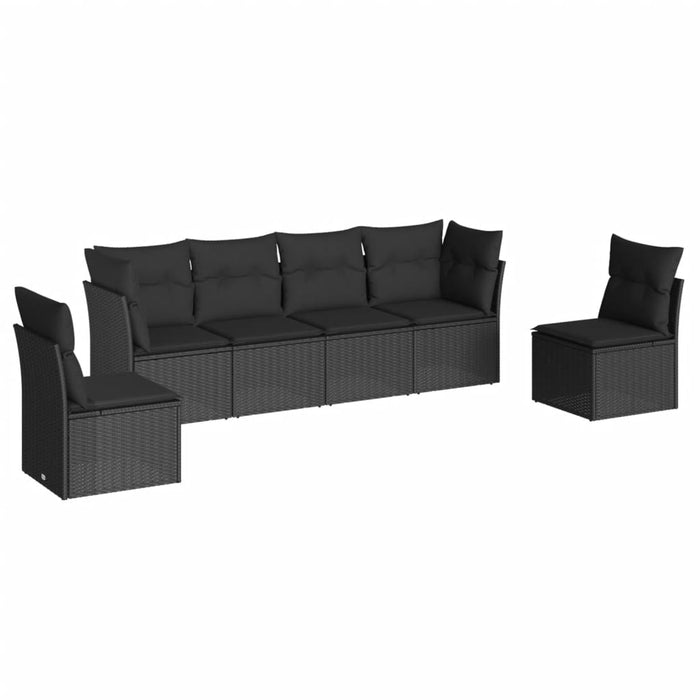 Set Divano da Giardino 6 pz con Cuscini Nero in Polyrattan 3249204