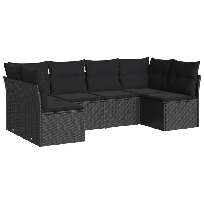 Set Divano da Giardino 6 pz con Cuscini Nero in Polyrattancod mxl 87359