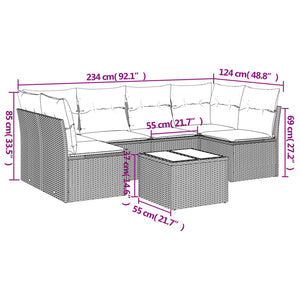 Set Divani da Giardino con Cuscini 7pz Nero Polyrattan 3249235