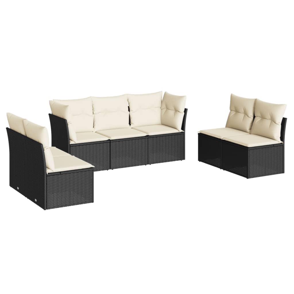 Set Divani da Giardino con Cuscini 7pz Nero Polyrattan 3249245