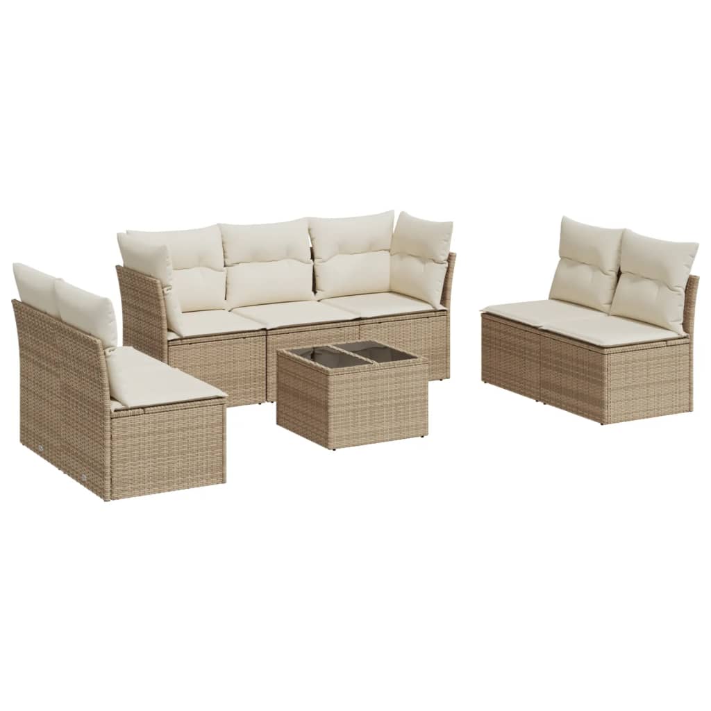 Set Divano da Giardino 8 pz con Cuscini Beige in Polyrattan 3249257