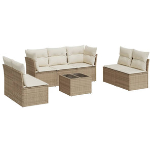 Set Divano da Giardino 8 pz con Cuscini Beige in Polyrattan 3249257