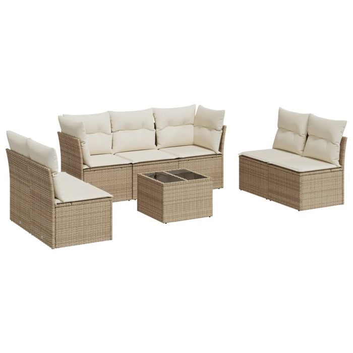 Set Divano da Giardino 8 pz con Cuscini Beige in Polyrattan 3249257