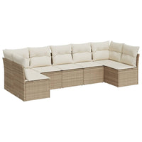 Set Divani da Giardino 7 pz con Cuscini Beige in Polyrattan 3249267