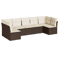 Set Divani da Giardino 7 pz con Cuscini Marrone in Polyrattan 3249272