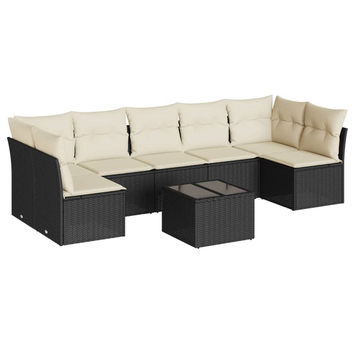 Set Divani da Giardino con Cuscini 8 pz Nero in Polyrattan