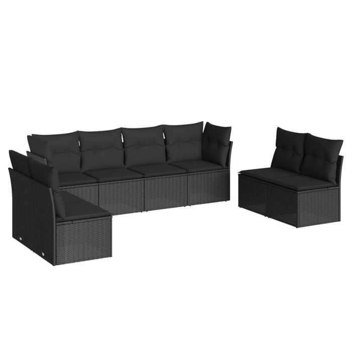 Set Divani da Giardino con Cuscini 8 pz Nero in Polyrattan 3249284