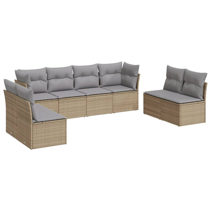 Set Divano da Giardino 8 pz con Cuscini Beige in Polyrattan 3249288