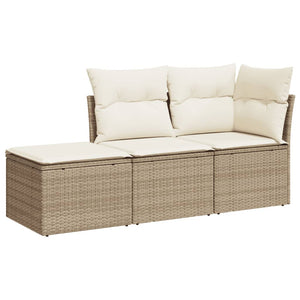 Set Divano da Giardino 3 pz con Cuscini Beige in Polyrattan 3249307