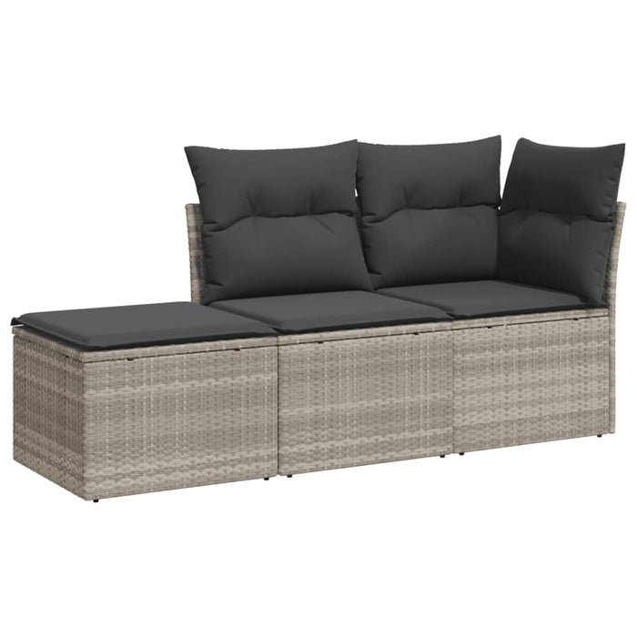 Set Divano da Giardino 3pz con Cuscini Grigio Chiaro Polyrattan 3249311