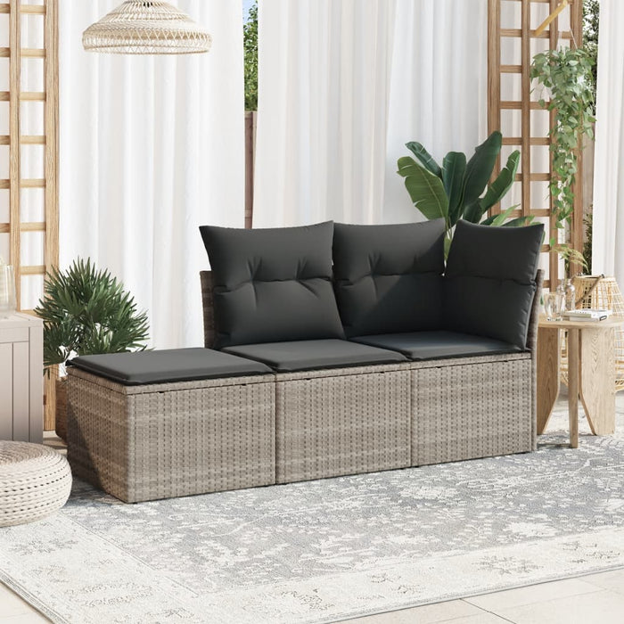 Set Divano da Giardino 3pz con Cuscini-Sofa da Giardino-Divanetto da esterno Grigio Chiaro Polyrattan 355642