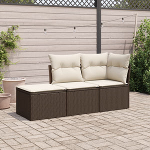 Set Divano da Giardino 3 pz con Cuscini-Sofa da Giardino-Divanetto da esterno Marrone in Polyrattan 998272