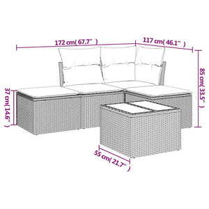 Set Divano da Giardino 5pz con Cuscini-Sofa da Giardino-Divanetto da esterno Grigio Chiaro Polyrattan 992676