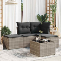 Set Divano da Giardino 5pz con Cuscini-Sofa da Giardino-Divanetto da esterno Grigio Chiaro Polyrattan 992676