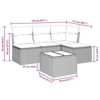 Set Divano da Giardino 5 pz con Cuscini-Sofa da Giardino-Divanetto da esterno Beige in Polyrattan 268185