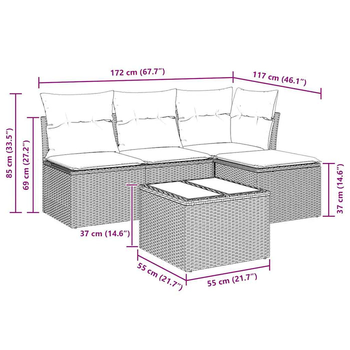 Set Divano da Giardino 5 pz con Cuscini-Sofa da Giardino-Divanetto da esterno Beige in Polyrattan 268185