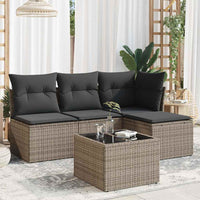 Set Divano da Giardino 5 pz con Cuscini-Sofa da Giardino-Divanetto da esterno Grigio in Polyrattan 612202