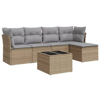Set Divano da Giardino 6 pz con Cuscini Beige in Polyrattan 3249408