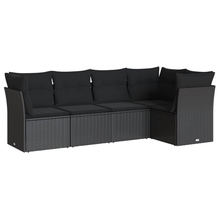 Set Divani da Giardino 5 pz con Cuscini in Polyrattan Nero