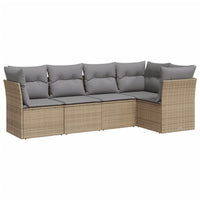 Set Divano da Giardino 5 pz con Cuscini-Sofa da Giardino-Divanetto da esterno Beige in Polyrattan 606343