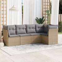 Set Divano da Giardino 5 pz con Cuscini-Sofa da Giardino-Divanetto da esterno Beige in Polyrattan 606343