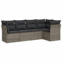 Set Divano da Giardino 5 pz con Cuscini-Sofa da Giardino-Divanetto da esterno Grigio in Polyrattan 748793
