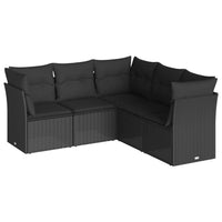Set Divani da Giardino 5 pz con Cuscini in Polyrattan Nero 3249454