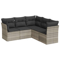 Set Divano da Giardino 5pz con Cuscini-Sofa da Giardino-Divanetto da esterno Grigio Chiaro Polyrattan 796260