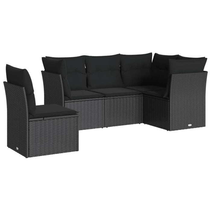 Set Divani da Giardino 5 pz con Cuscini in Polyrattan Nero 3249474