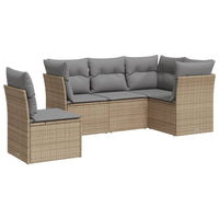 Set Divano da Giardino 5 pz con Cuscini-Sofa da Giardino-Divanetto da esterno Beige in Polyrattan 418534