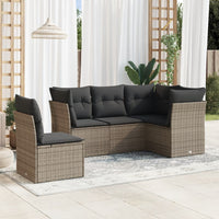 Set Divano da Giardino 5 pz con Cuscini-Sofa da Giardino-Divanetto da esterno Grigio in Polyrattan 254883
