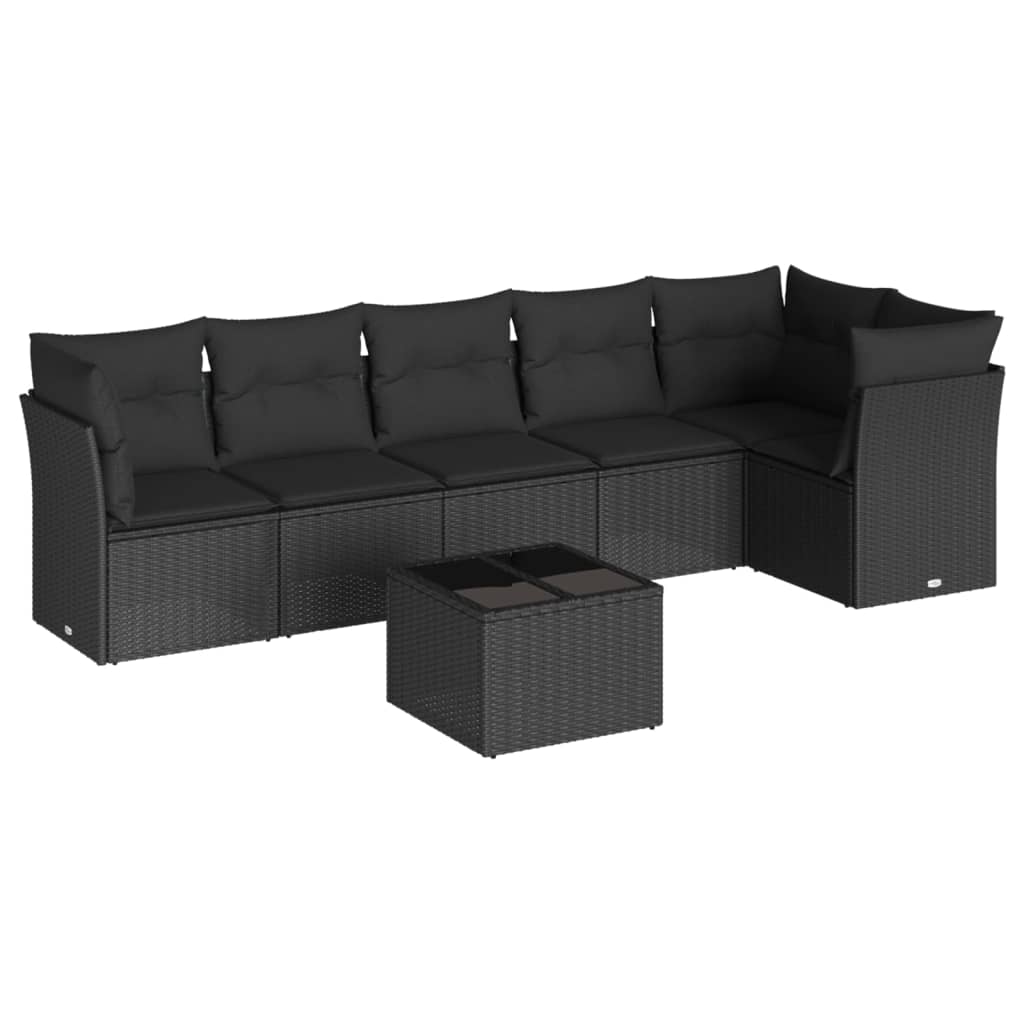 Set Divani da Giardino con Cuscini 7pz Nero Polyrattan 3249504