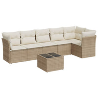 Set Divani da Giardino 7 pz con Cuscini Beige in Polyrattan