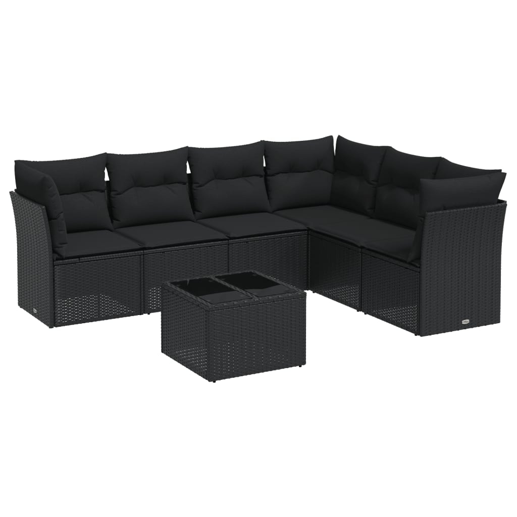 Set Divani da Giardino con Cuscini 7pz Nero Polyrattan 3249524