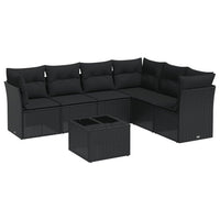Set Divani da Giardino con Cuscini 7pz Nero Polyrattan 3249524