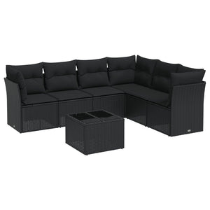 Set Divani da Giardino con Cuscini 7pz Nero Polyrattan 3249524