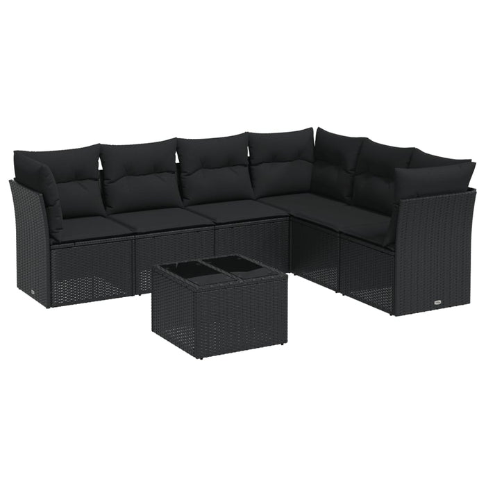 Set Divani da Giardino con Cuscini 7pz Nero Polyrattan 3249524