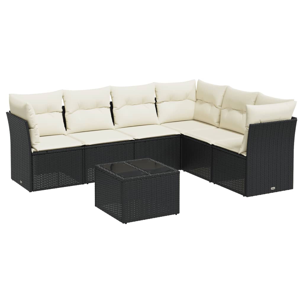Set Divani da Giardino con Cuscini 7pz Nero Polyrattan 3249525