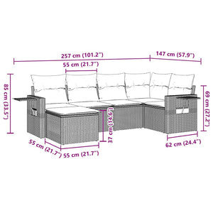 Set Divani da Giardino con Cuscini 7pz Nero Polyrattan 3249545
