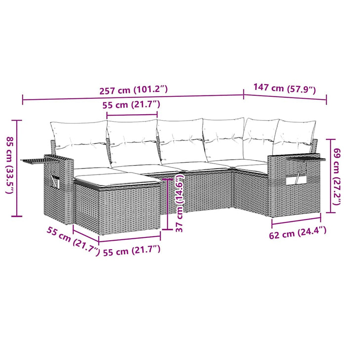 Set Divani da Giardino con Cuscini 7pz Nero Polyrattan 3249545