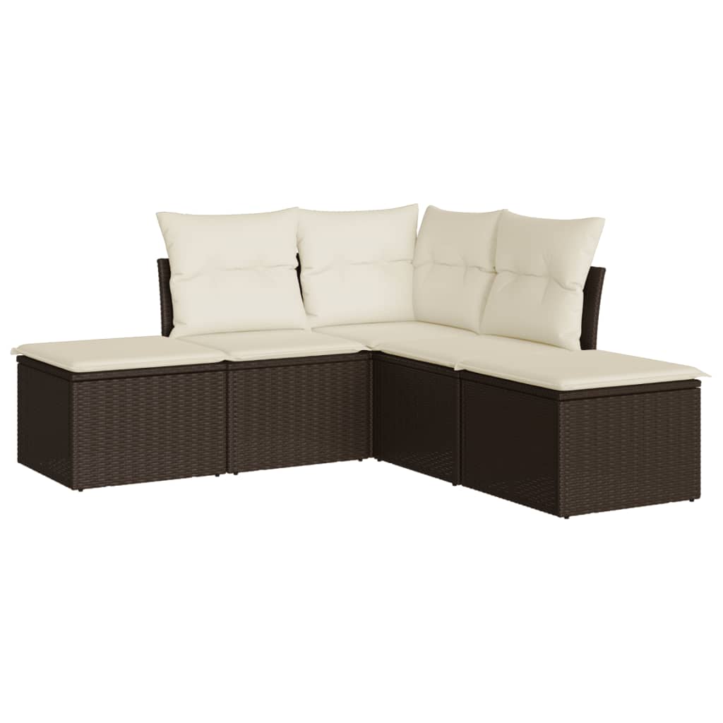 Set Divano da Giardino 5 pz con Cuscini-Sofa da Giardino-Divanetto da esterno Marrone in Polyrattan 546457